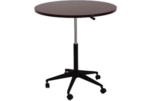 Boss Office Products Mobile Table, 32", Round, Mahogany