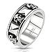 STR-0044 Stainless Steel Skull and Pyramid Combination Cast Band Ring; Comes With Free Gift Box