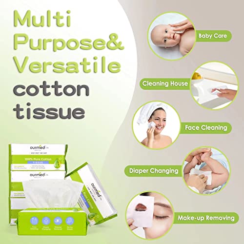 Ourmed Life Soft Dry Wipe Made of Cotton Only, 600 Count Unscented