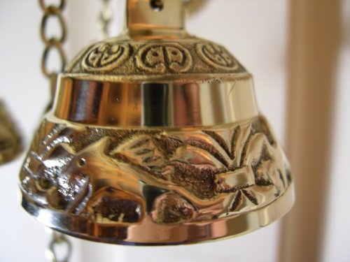 Antique Style Shopkeepers Triple Bell ~ Brass Store Doorbell