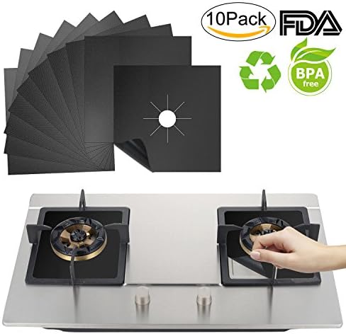 Benewell Stove Burner Covers,Gas Stove Protectors 10 Pack,Non-stick Stovetop Burner Liners Gas Range Protectors for Kitchen- Size 10.7 x 10.7 x 0.01 inches, Cuttable, Easy to Clean,FDA Approved