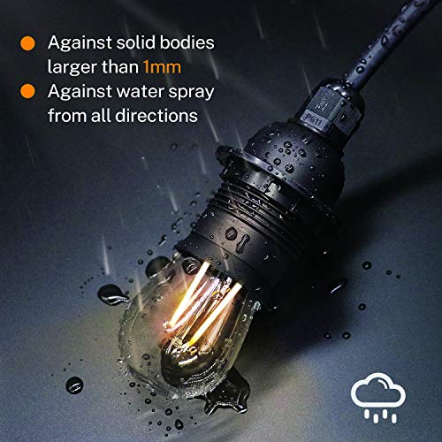 FIRMERST Outdoor Pendant Light Fitting with Plug, E27 Lamp holder 4.5m Rubber Cable IP44