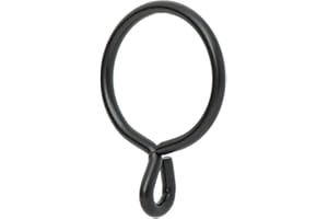 Ivilon Drapery Eyelet Curtain Rings - 1.7" Ring for Curtain Hook Pins, Set of 14 - Black