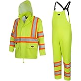 Pioneer Hi Vis Lightweight Waterproof Safety Rain Suit - Reflective Work Rain Gear for Men and Women