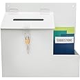 deflecto 79803 Plastic Suggestion Box with Locking Top, 13 3/4 x 3 5/8 x 13 15/16, White
