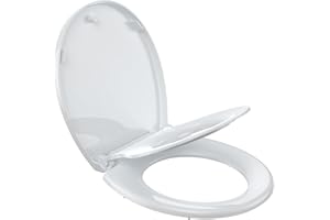 Homfan Round Soft-Close Toilet Seat with Built-in Toddler Potty Training Seat – Easy Installation, Durable & Quiet Close, Fit