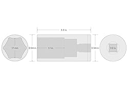 TEKTON 1/2 Inch Drive x 17 mm Deep 6-Point Socket