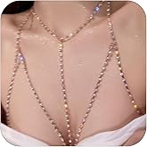 Rhinestone Body Chains for Women, Sexy Layered Belly Waist Chain Bikini Bra Chain, Summer Beach Rhinestone Body Jewelry
