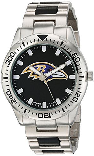 Game Time Men's 'Heavy Hitter'  Metal and Alloy Quartz Analog  Watch, Color:Silver-Toned (Model: NFL-HH-BAL)