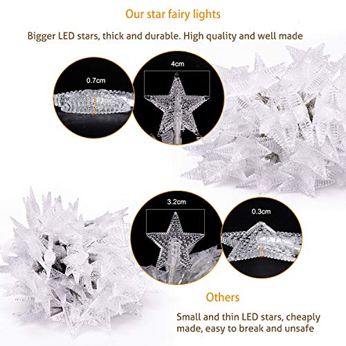 HOMVAN Star Lichterketten USB-betriebene Lichterketten, 5M 40 LED dekorative Beleuchtung für für Weihnachten Halloween Hochzeit Zimmer Dekoration Party Garten(warmes Weiß)