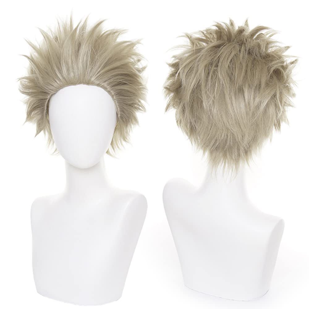 Light Brown Short Cosplay Wig Heat Resistant Synthetic Costume Hairs for Men Halloween Cos Anime Party Replacement Wigs