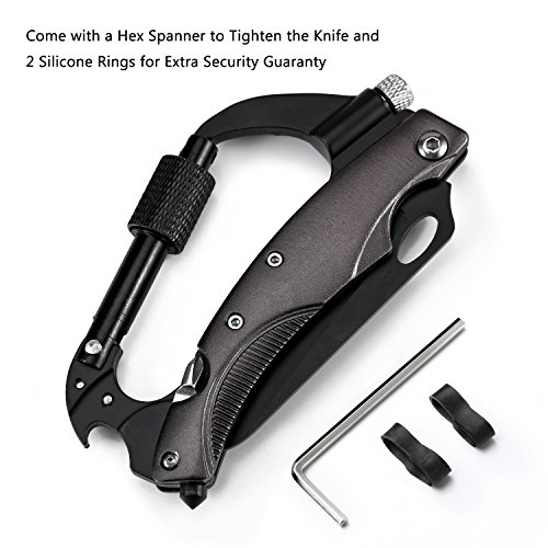 edcfans Multitool Carabiner with Folding Pocket Knife, LED Flashlight