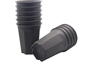 BangQiao 10 Pack 5.30 Inch Plastic Deep Nursery and Seedling Pots, Round Transplant Seed Starter Planter, Gray Color