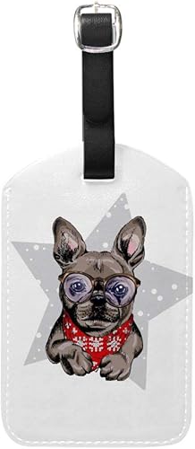 Amazon Zhimi 荷物タグ 可愛い 雪 犬の絵 ネームタグ ホルダー 紛失防止 ラゲージタグ 見つけやすい 番号札 荷札 名前ラベル レザー調 ネームカード付き 出張 旅行用品 Zhimi バッグ用ネームタグ