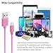 iSeeker Bundle of 3 Durable 6.6ft/2m Nylon Braided Tangle-Free Micro USB Cable for Android, Samsung, HTC, Motorola, Nokia and More(Pink)