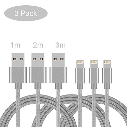 Caglaball iphone cable,[3pack] 3ft/6ft/10ft nylon braid…