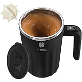 TLINNA Self Stirring Mug,Self Stirring Coffee Mug,Suitable for Coffee, Milk, Cocoa and Other Beverages,Insulated bottle (Black-temperature, 12 Ounces)