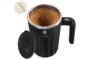 TLINNA Drink Stirrer,Electric Mixing Mug,Electric Stirring Mug, Coffee Mug,Suitable for Coffee, Milk, Cocoa and Other Beverages (Black, 16 oz)