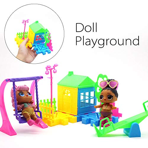 Pausseo A Set of Baby Playground Surprise Doll Accessories Children Kid Princess Toy Park House Game Big Slide Playset Gift Toy LOL Surprise Doll DIY Parent-Child Interaction Puzzle Plaything