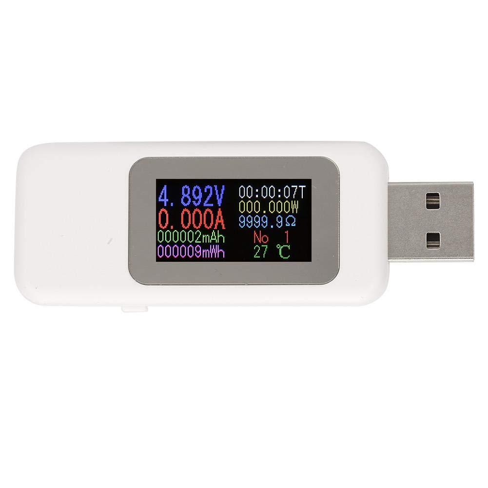 USB Tester, DC4-30V Charger Detector LCD Display Digital Voltmeter Ammeter Voltage Meter USB Tester Unit Support Fast 2.0 and 3.0(White)