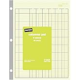 Staples Columnar Pads, 6-Column Ledger, Green, 50 Sheets, 2-Pack | Side-punched accounting paper, 8.5x11 inch, for bookkeeping records.