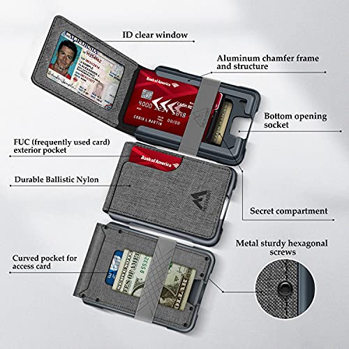 Mens Wallet Tactical Bifold Wallets for Men Metal RFID Blocking