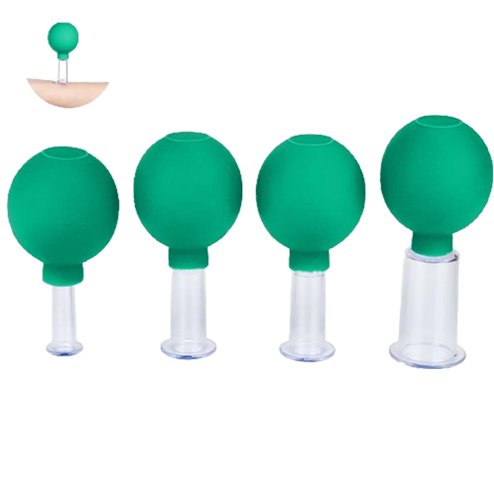 Facial Cupping Set, 4 Pieces Face Massage, Skincare Tool, Cupping Glasses, Plastic Physiotherapy Cupping with Silicone Ball, Firm Skin, Wrinkle Reduction, Detoxification, Stimulation Lymphatic Flow