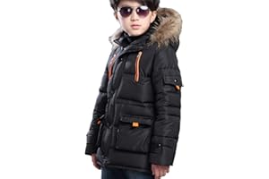 FARVALUE Boy Winter Coat Warm Quilted Puffer Water Resistant Parka Jacket with Detachable Fur Hood for Big Boys