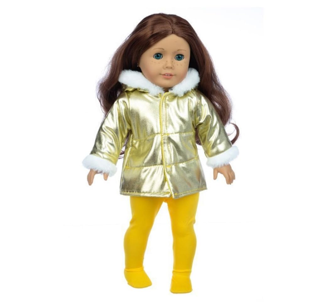 NIXNUT Doll Clothes Dress Winter Long Coat Overcoat Pantyhose Pants for American Girl Doll 18-inch