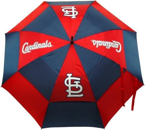 Team Golf MLB St Louis Cardinals 62″ Golf Umbrella with Protective Sheath, Double Canopy Wind Protection Design, Auto Open Button
