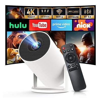 [Built-in Apps & 2025 Upgraded] Mini Projector with Wi-Fi 6 & Bluetooth 5.4, 1080P 4K Support Full HD, Auto Keystone 360° Portable Home Cinema Smart Projector for iOS/Android X1