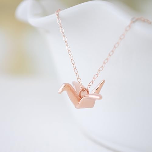 Amazoncom Origami Crane Necklace Rose Gold Gold Or