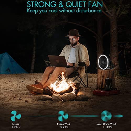 Portable Camping Fan for Tents, 10000mAh Rechargeable Battery Fan, 8