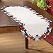 Collections Etc Americana Stars Patriotic Table Runner, White