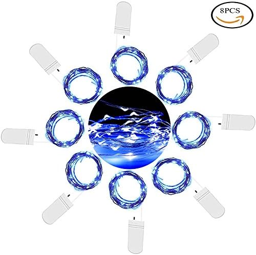 8 PCS 20 LED Starry String Lights, 7.2ft Battery Powered Fairy String Lights, Micro Starry LED Copper Wire String Lights for Home, Garden, DIY Wedding,Bedroom, Party, Holidays and More (Blue)