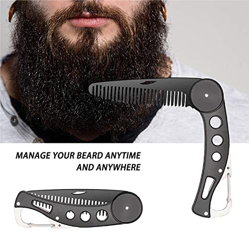 Beard Combs Folding Stainless Steel Comb for Beards,Mustaches,Head Hair-Men's Portable Comb, Styling Combs for Men
