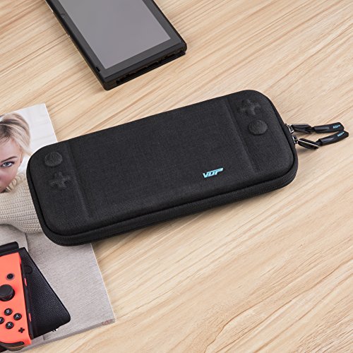 Ultra Slim Carrying Case for Nintendo Switch, VUP Switch Hard Cover Portable Protective Travel Shell for Nintendo Switch Console & Accessories with 8 Game Cartridges and an Accessories Pouch, Black