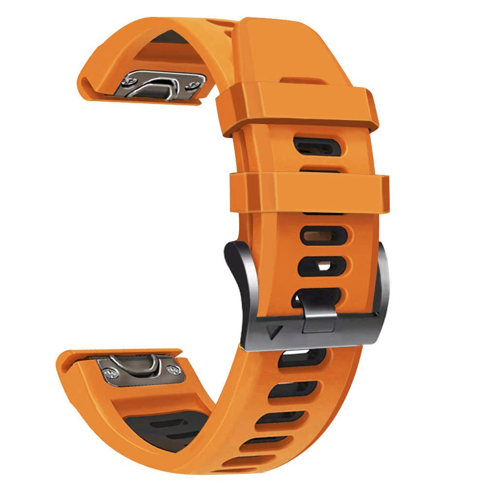 Fleshy Leaf 22mm tow color Bracelet Strap Compatible for Garmin Fenix 7,Fenix 6,Fenix 6 Pro,Fenix 5,Fenix 5 Plus,Approach S60 S62,Forerunner 935 945,Quick Release Strap Wristband (orange-black)