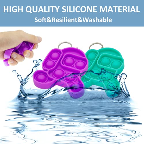 Mini Simple Dimple Fidget It Toy Keychain 2 Pack Mini Fidget Simple Dimple Bubble Pop Toys Silicone Squeeze Fidget Toys Keychain Small Sensory Fidget Toys for Kids Adults (Run Purple+Run Green)