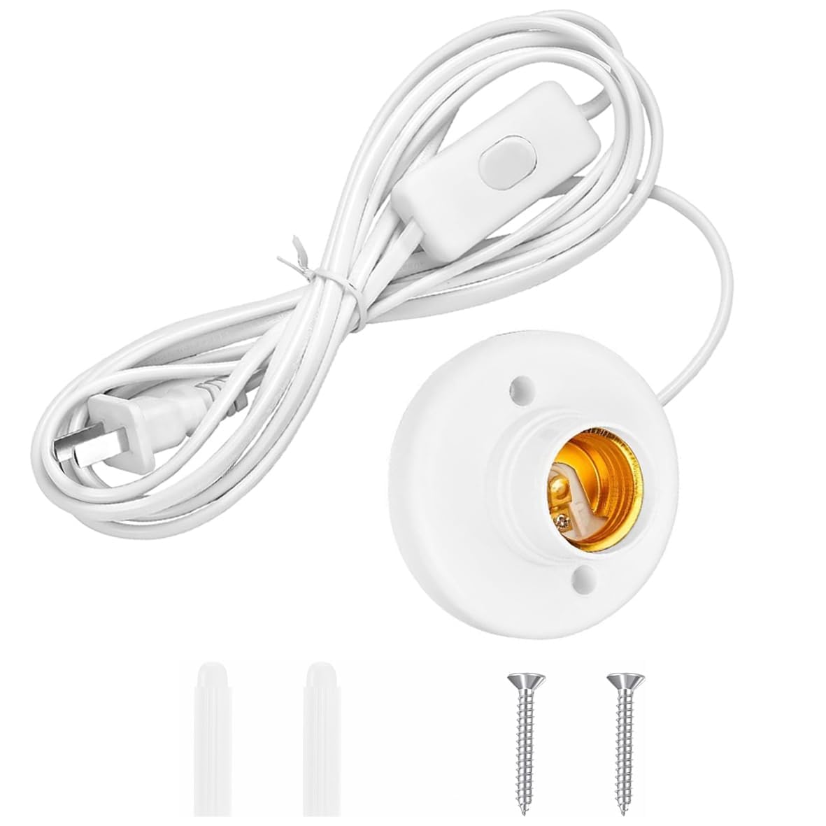 Photo 1 of 10 FT Light Bulb Base with Cord E26/E27 Light Socket with On/Off Switch, 110V-250V Lamp Base for Light Socket with Cord, Light Bulb Socket with Plug-in Lamp Holder Base for ?Desktop,Include Screw ? ?
