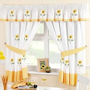 Just Contempo - Juego de cortinas para cocina, diseño de girasol, color