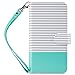 ULAK Flip Wallet Case for iPhone 6 Plus / 6S Plus 5.5 inch, Folio PU Leather Wallet Case with Multi Credit Card Holders Pockets Magnetic Closure Cover Wrist Strap, Mint Minimal Stripes