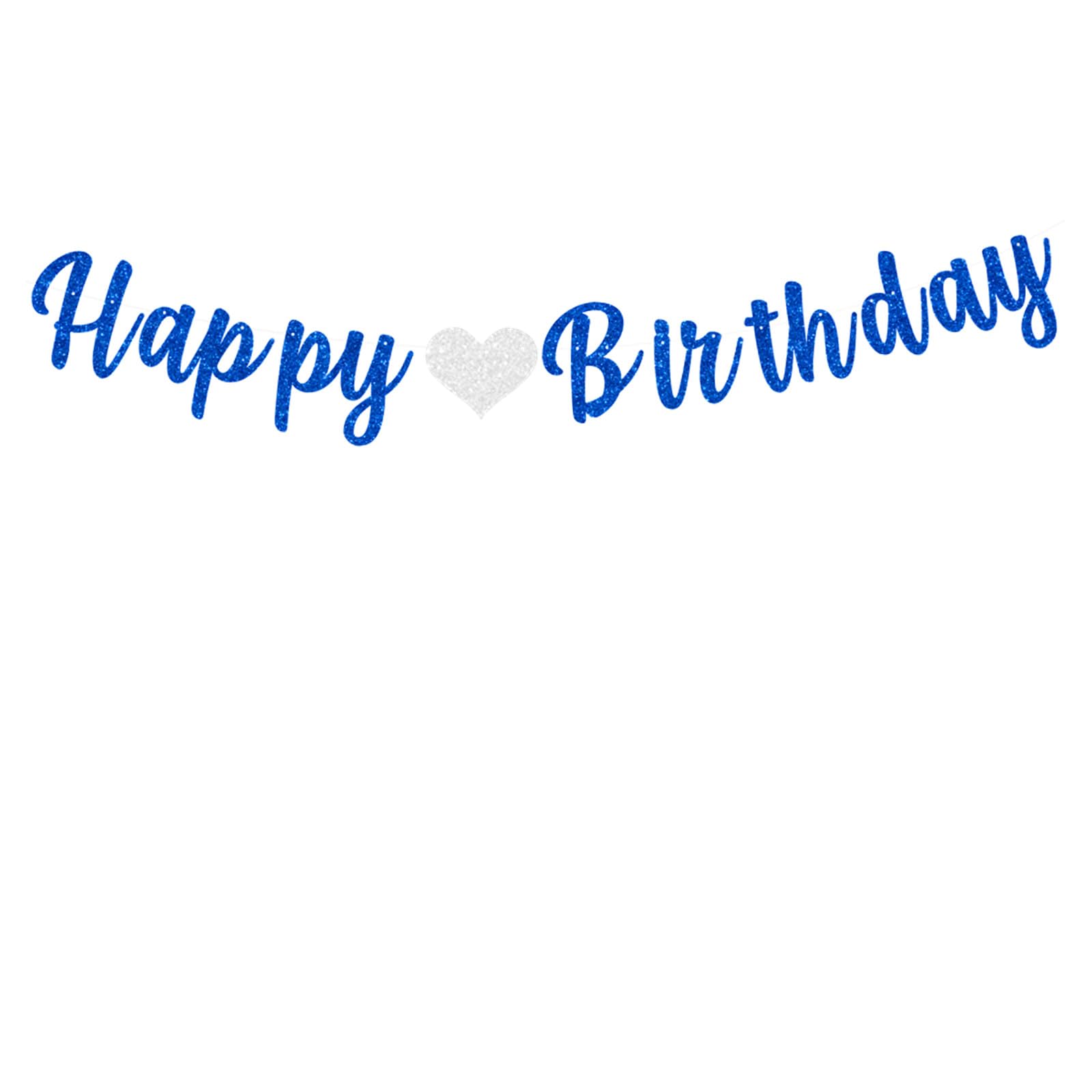 bng-bng Happy Birthday Bunting Banner Blue Men Boys Birhday Decoration Large Hanging Letter Garland,Glitter Happy Birthday Bunting Party Decoration For Boys Men photo Backdrop Blue