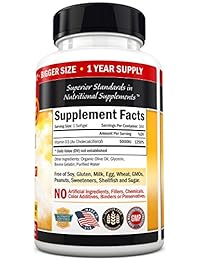 Vitamina D3 5.000 UI Absorción superior. 360 Tiny Softgels. Libre de gluten, sin OGM, el mejor...
