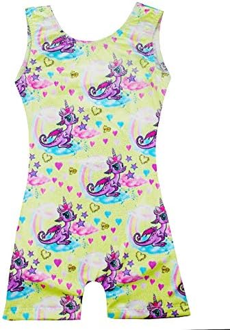 Leotards for Girls Gymnastics Kids Children Biketard With Shorts Sparkly Unicorn Dance Unitards（Multiple Colors）