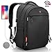 Laptop Backpack - Anti Theft Backpack Waterproof Rain Cover - SWISS Design RFID Blocking - USB Charging Port - Business College Travel School Backpack - Black Backpack for Men Women 15.6 inch