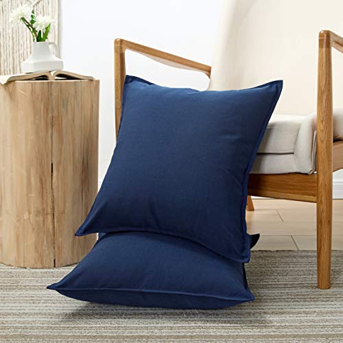 MoMA Decorative Throw Pillow Covers (Set of 2) - Soft Linen Like Pillow Cover Sham Cushion Cover - Sofa Throw Pillow Cover - Square Decorative Pillowcase - Navy Blue - 18" x 18" - Thumbnail 7