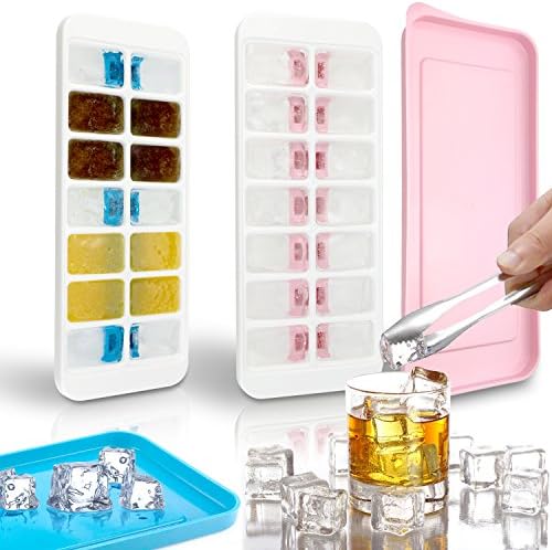 Ice Cube Trays - Silicone Tray With Lid, Mini Lid Icecube Rubber Small Silicon Cover Cub Milk Popsicle Molds Solid Whisky Baby Blocks Covers Trys Coffee For Cocktails Sillicone Room Service - 2 Pack