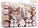 AUXO-FUN 73ct Assorted shatterproof Christmas Ornaments Luxury Collection Set in Reusable Hand-held Gift Package for Christmas Tree Decoration (Champagne)
