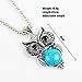 ILJILU Owl Jewelry Sets Retro National Style Owl Turquoise Accessories (Bracelet Necklace Earrings)